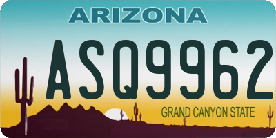 AZ license plate ASQ9962