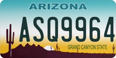 AZ license plate ASQ9964