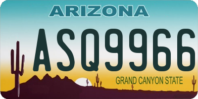 AZ license plate ASQ9966
