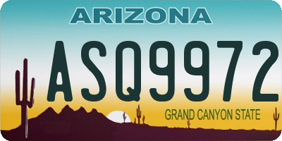 AZ license plate ASQ9972