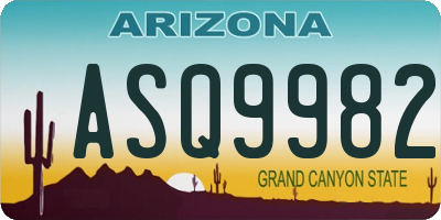 AZ license plate ASQ9982