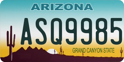 AZ license plate ASQ9985