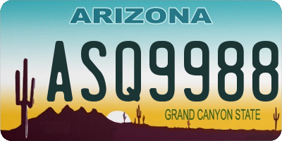AZ license plate ASQ9988