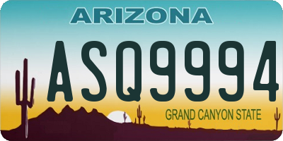 AZ license plate ASQ9994