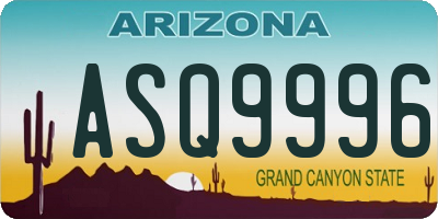 AZ license plate ASQ9996