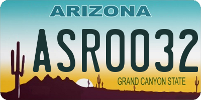 AZ license plate ASR0032