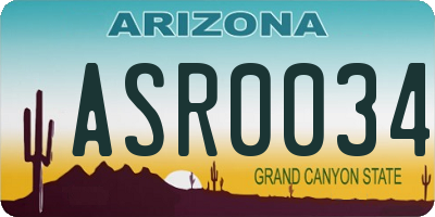 AZ license plate ASR0034