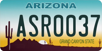AZ license plate ASR0037