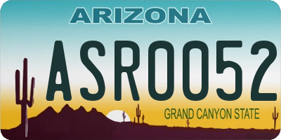 AZ license plate ASR0052