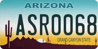 AZ license plate ASR0068