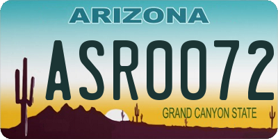 AZ license plate ASR0072