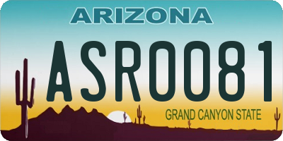 AZ license plate ASR0081