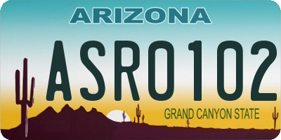 AZ license plate ASR0102