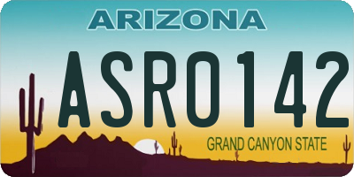 AZ license plate ASR0142