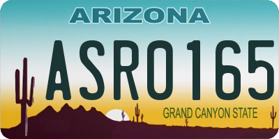 AZ license plate ASR0165