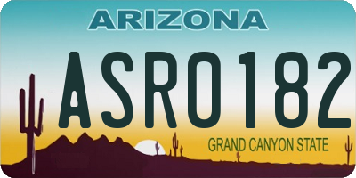 AZ license plate ASR0182