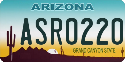 AZ license plate ASR0220