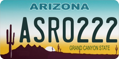 AZ license plate ASR0222