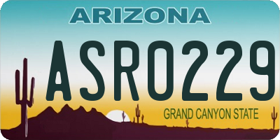 AZ license plate ASR0229