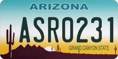 AZ license plate ASR0231