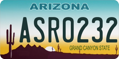 AZ license plate ASR0232
