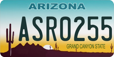 AZ license plate ASR0255