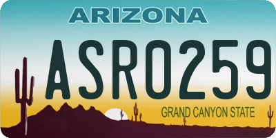 AZ license plate ASR0259