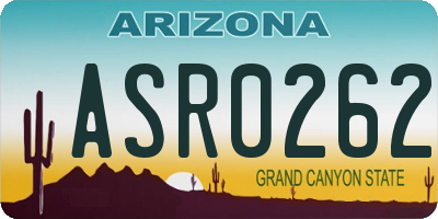 AZ license plate ASR0262