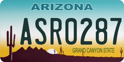 AZ license plate ASR0287