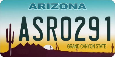 AZ license plate ASR0291