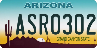 AZ license plate ASR0302