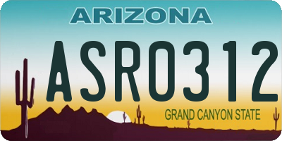 AZ license plate ASR0312