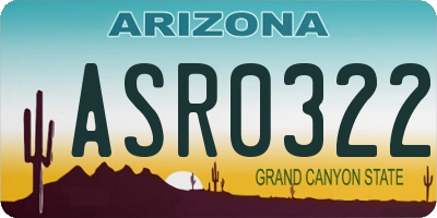 AZ license plate ASR0322