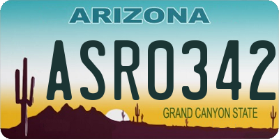 AZ license plate ASR0342