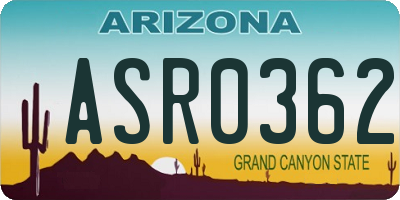 AZ license plate ASR0362