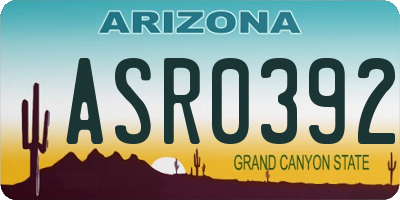 AZ license plate ASR0392