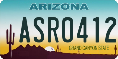 AZ license plate ASR0412
