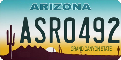 AZ license plate ASR0492