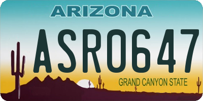 AZ license plate ASR0647