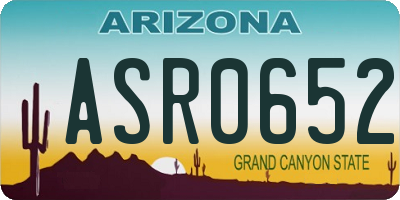 AZ license plate ASR0652