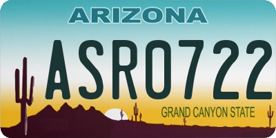 AZ license plate ASR0722