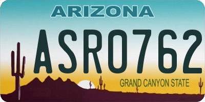 AZ license plate ASR0762