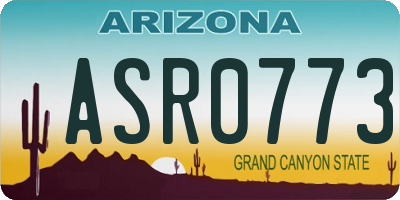 AZ license plate ASR0773