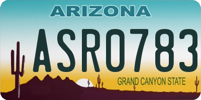 AZ license plate ASR0783