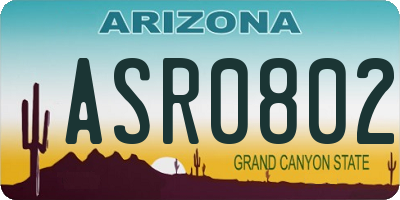 AZ license plate ASR0802