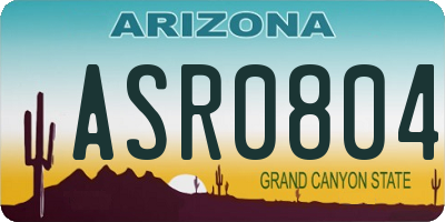 AZ license plate ASR0804