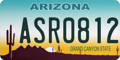 AZ license plate ASR0812