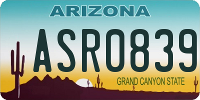 AZ license plate ASR0839