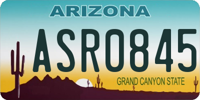 AZ license plate ASR0845