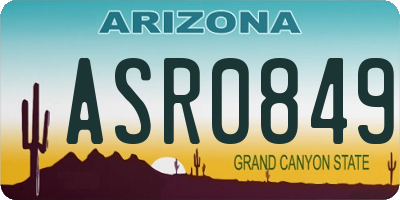 AZ license plate ASR0849